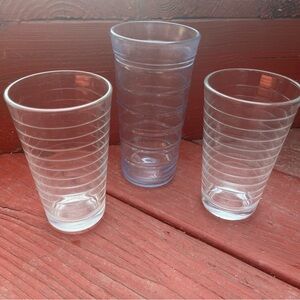 Libbey Vintage Hooped Tumblers Lot Of Three 14 Oz And 8 Oz